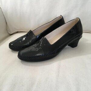 SAS Sonyo Slip-on Black Patent Leather Heeled Loafer